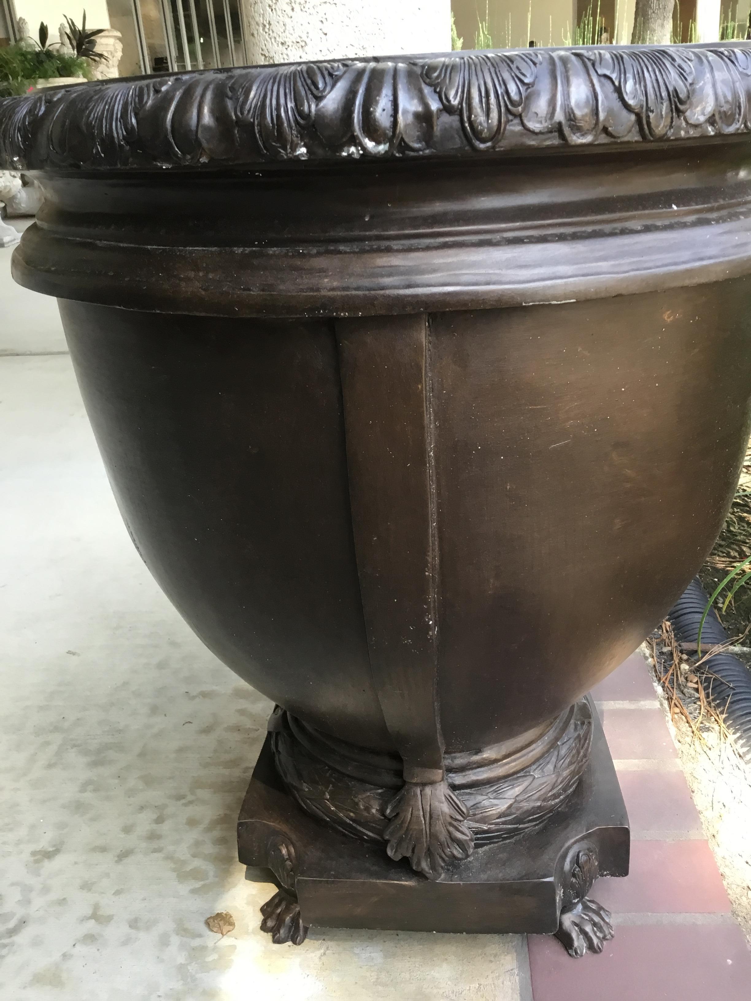Pair of Bronze Large Scale Neoclassical Planters 1