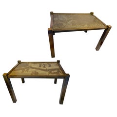 Vintage Pair of Bronze Laverne Side Tables