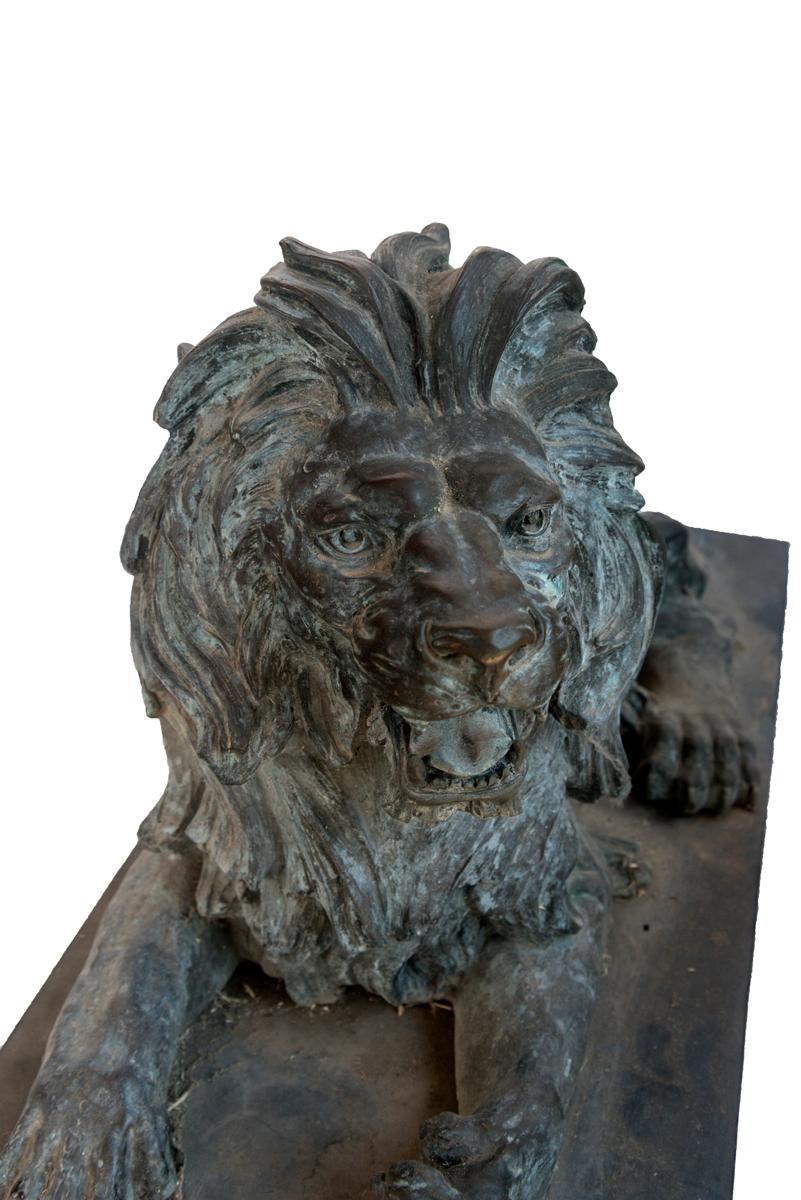 Pair of Bronze Lions In Good Condition In Washington, DC