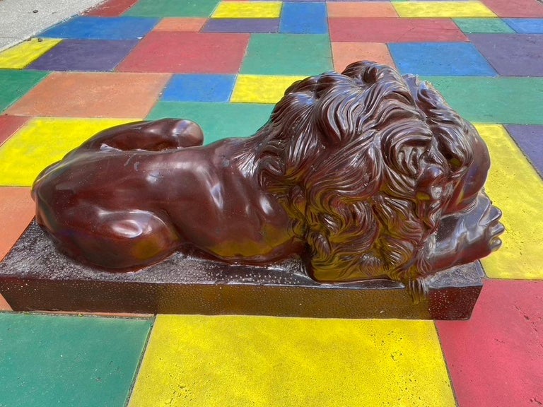 American Classical Pair of Bronze LIONS Maitland Smith For Sale