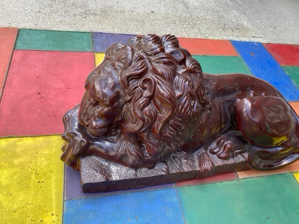 American Classical Pair of Bronze LIONS Maitland Smith