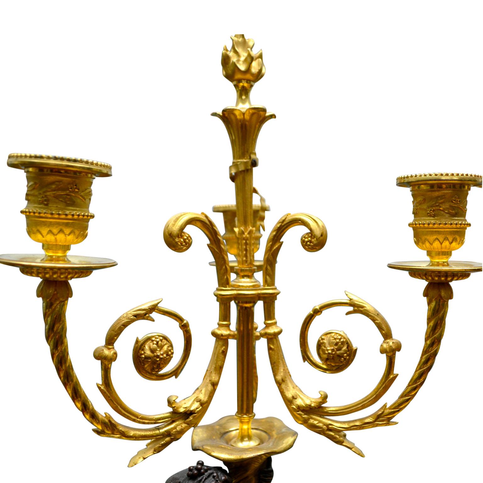 Pair of Bronze French Louis XVI Style Figural Candelabra After Clodion For Sale 6