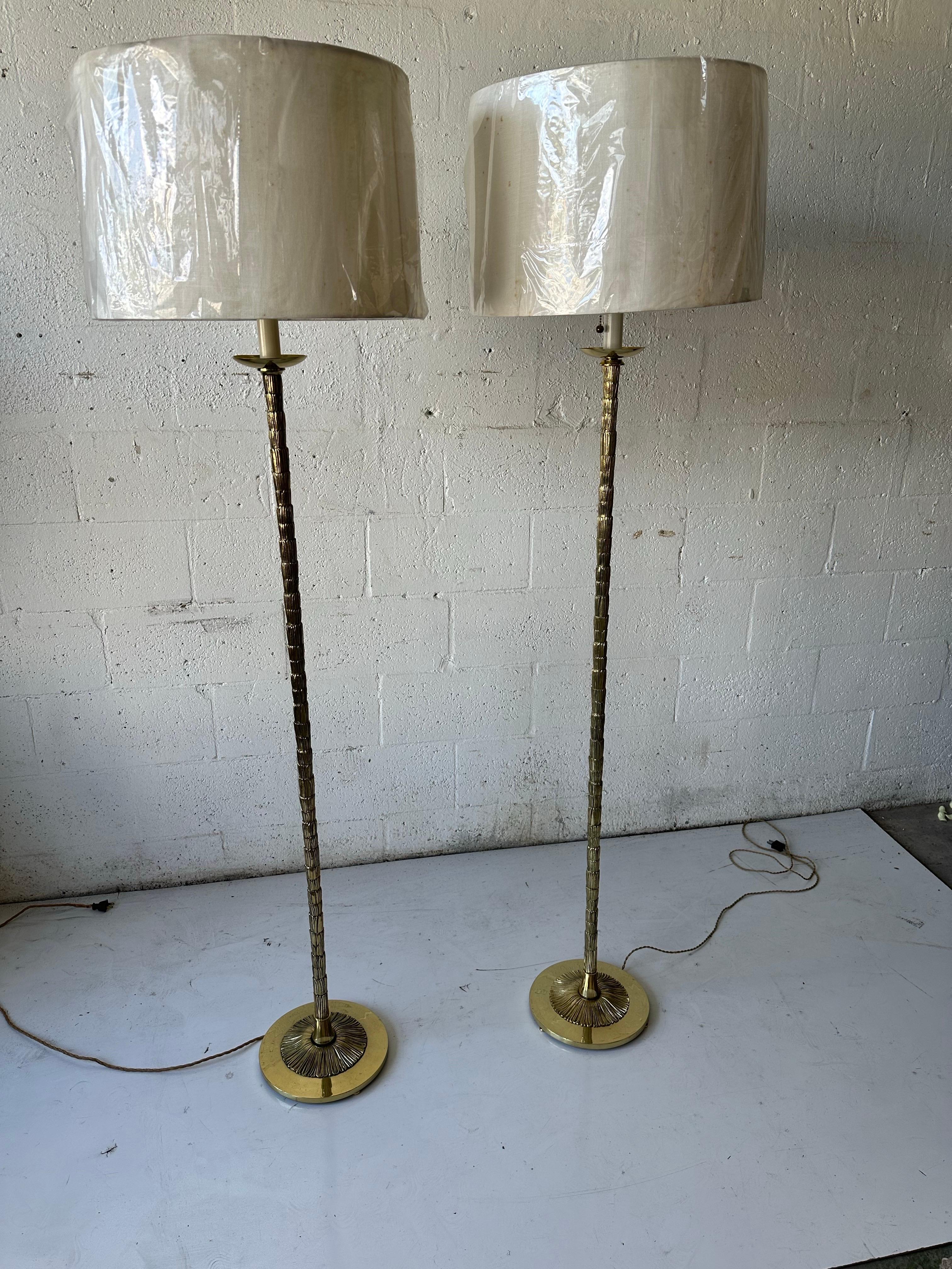 Pair Of Bronze Maison Bagues ‘Palm Tree’ Floor Lamp circa 1950’s For Sale 3