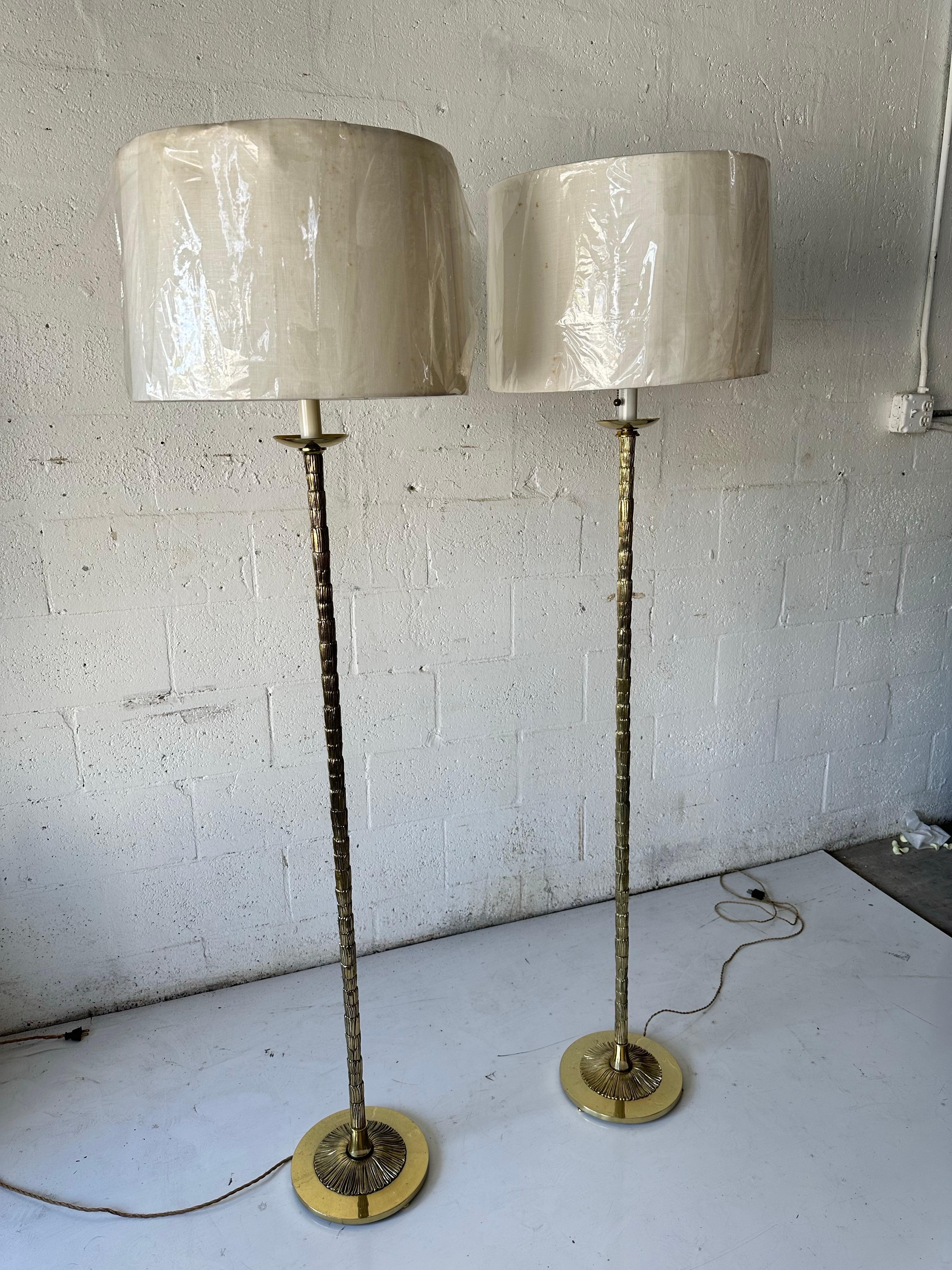 Pair Of Bronze Maison Bagues ‘Palm Tree’ Floor Lamp circa 1950’s For Sale 4
