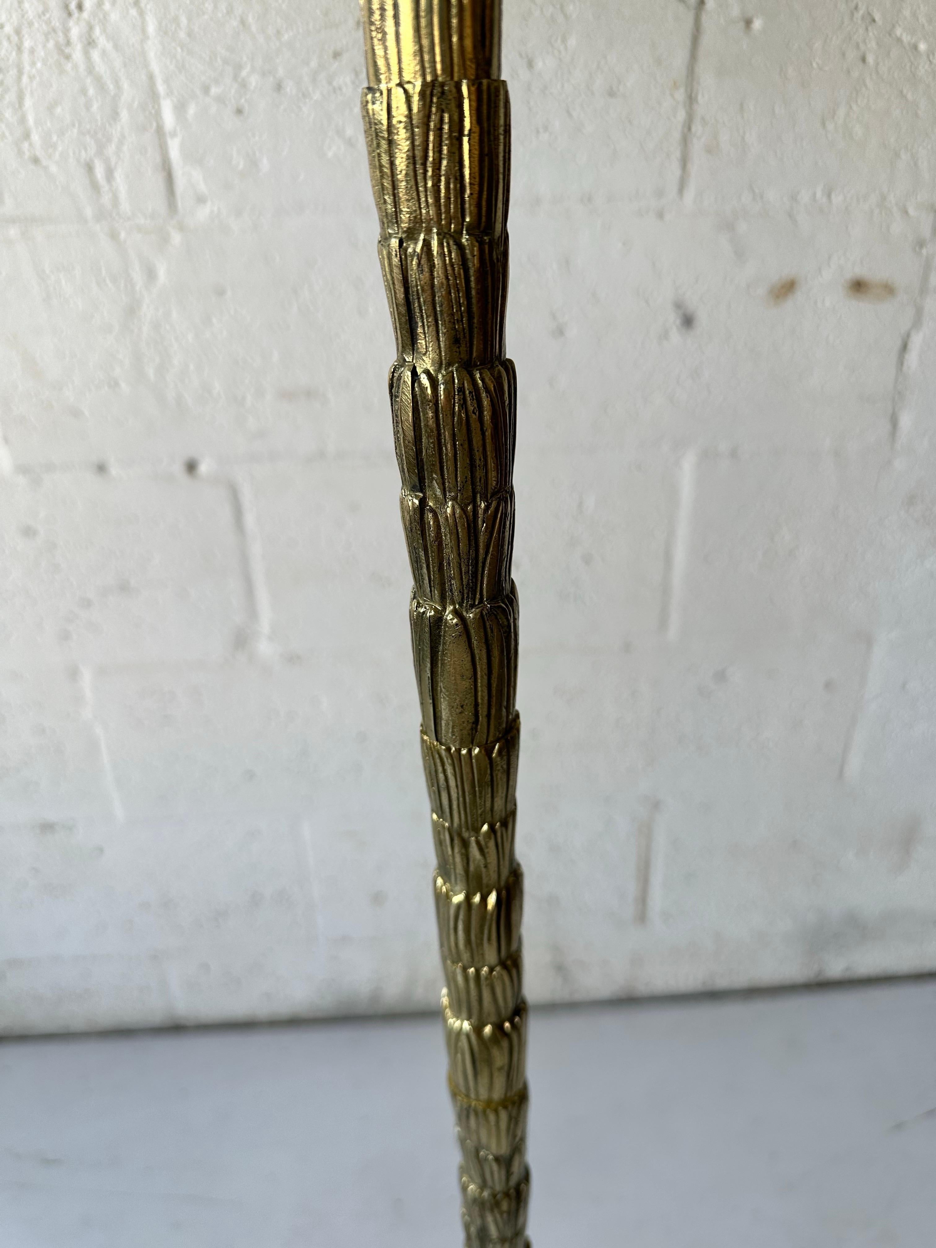Neoclassical Pair Of Bronze Maison Bagues ‘Palm Tree’ Floor Lamp circa 1950’s For Sale
