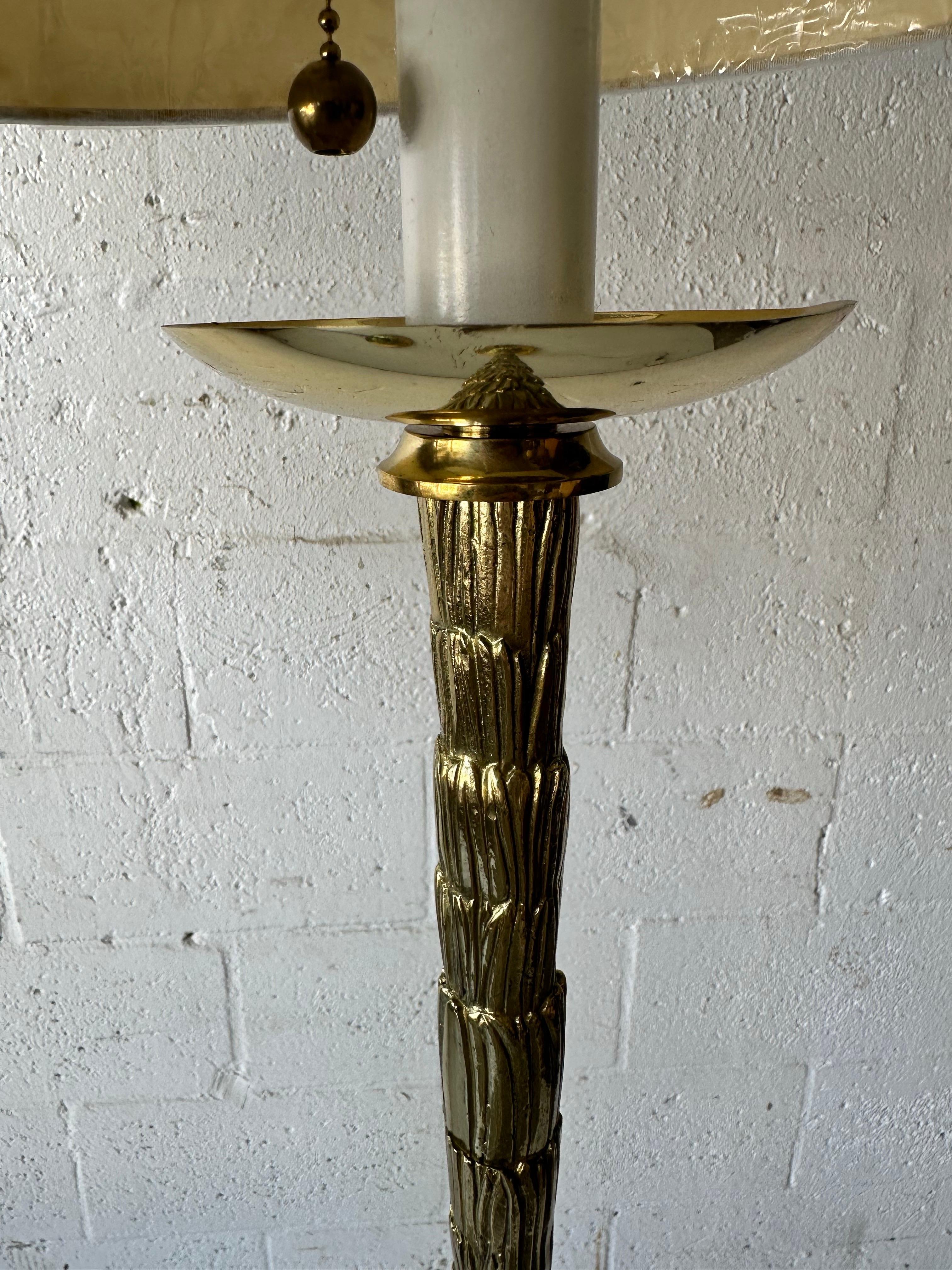 French Pair Of Bronze Maison Bagues ‘Palm Tree’ Floor Lamp circa 1950’s For Sale