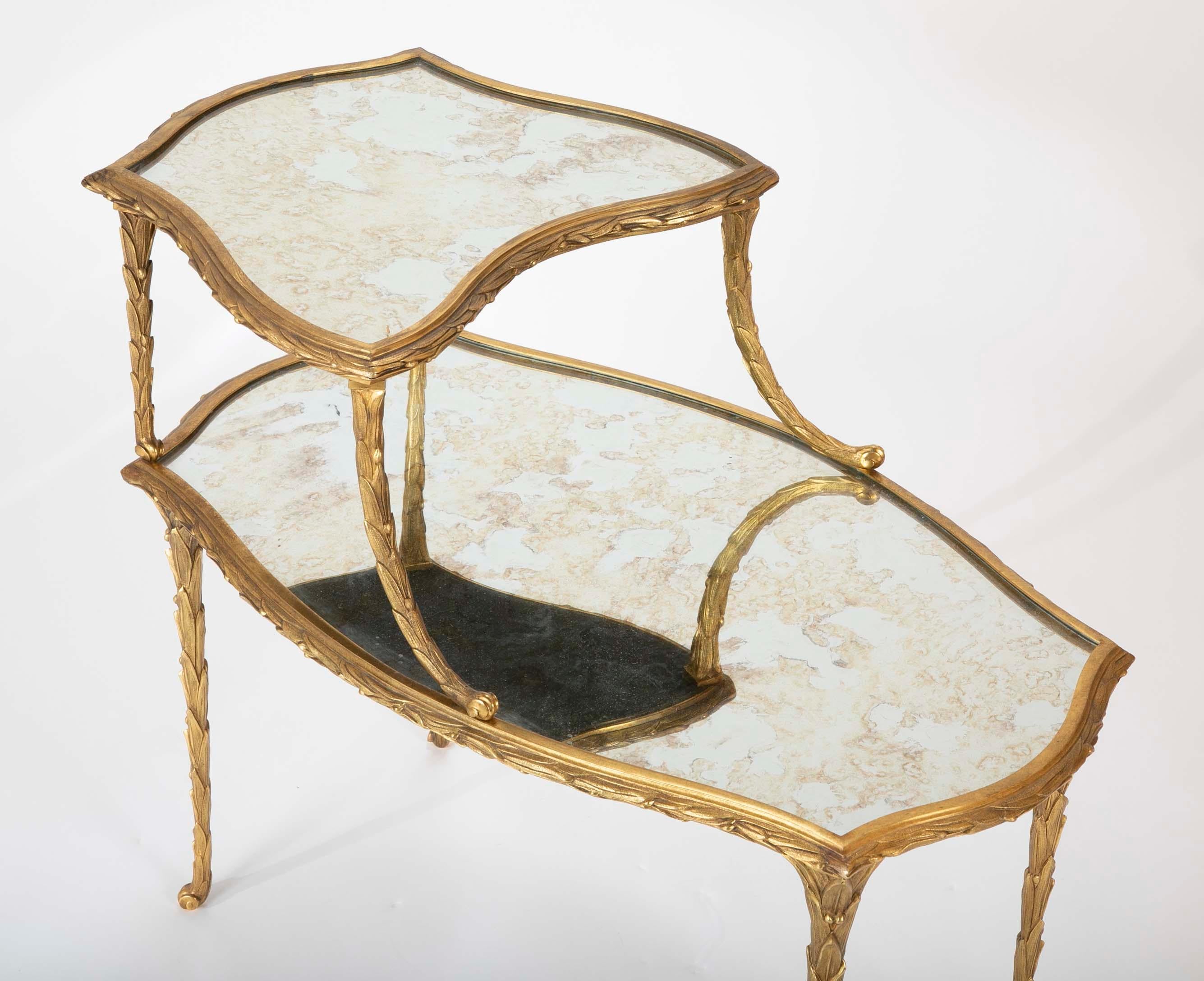 French Pair of Bronze Maison Charles Side Tables