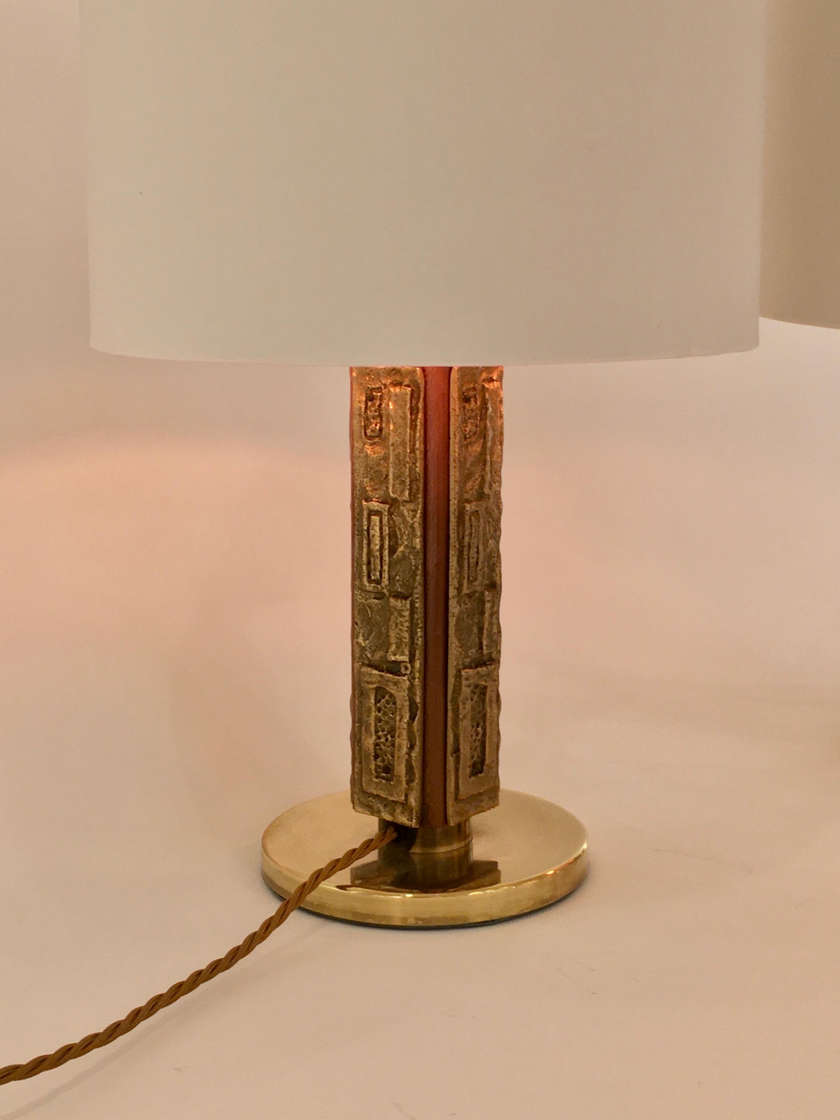 Brass Pair of Bronze 'Margot' Table Lamps by Angelo Brotto for Esperia, Italy