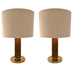 Pair of Bronze 'Margot' Table Lamps by Angelo Brotto for Esperia, Italy