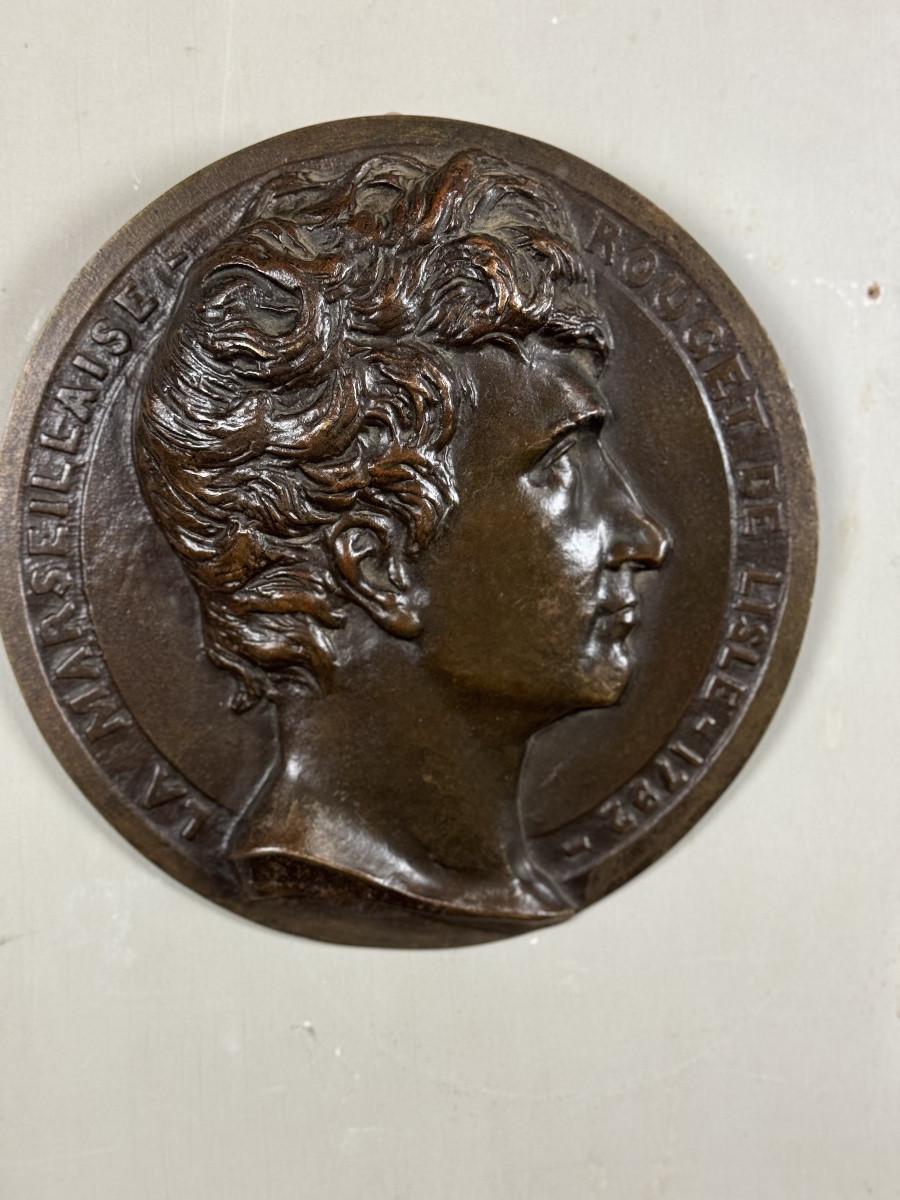 Coppia di medaglioni in bronzo, Rouget De Lille e J. j Rousseau in vendita 6