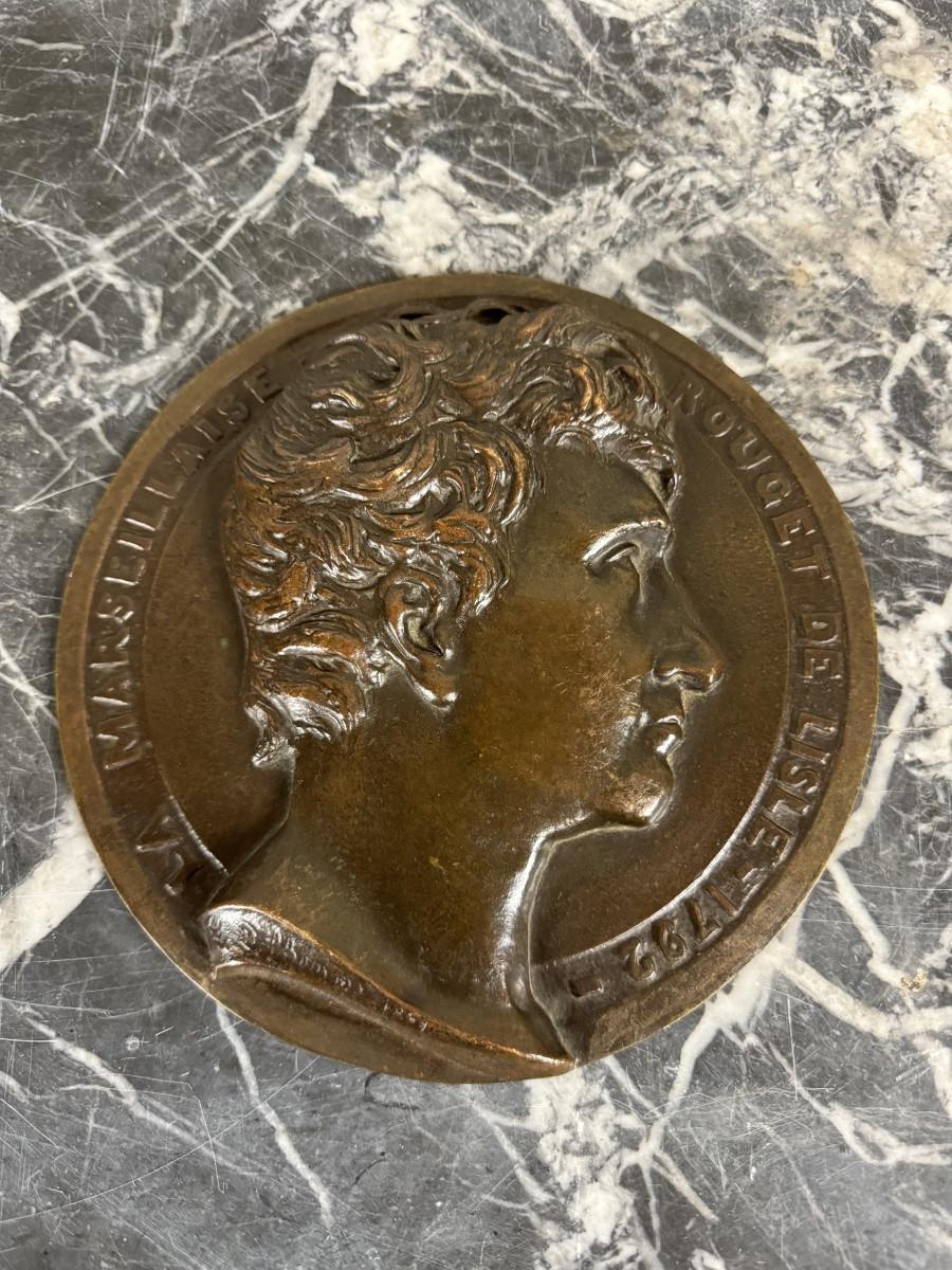 Coppia di medaglioni in bronzo, Rouget De Lille e J. j Rousseau In condizioni ottime in vendita a Honnelles, WHT