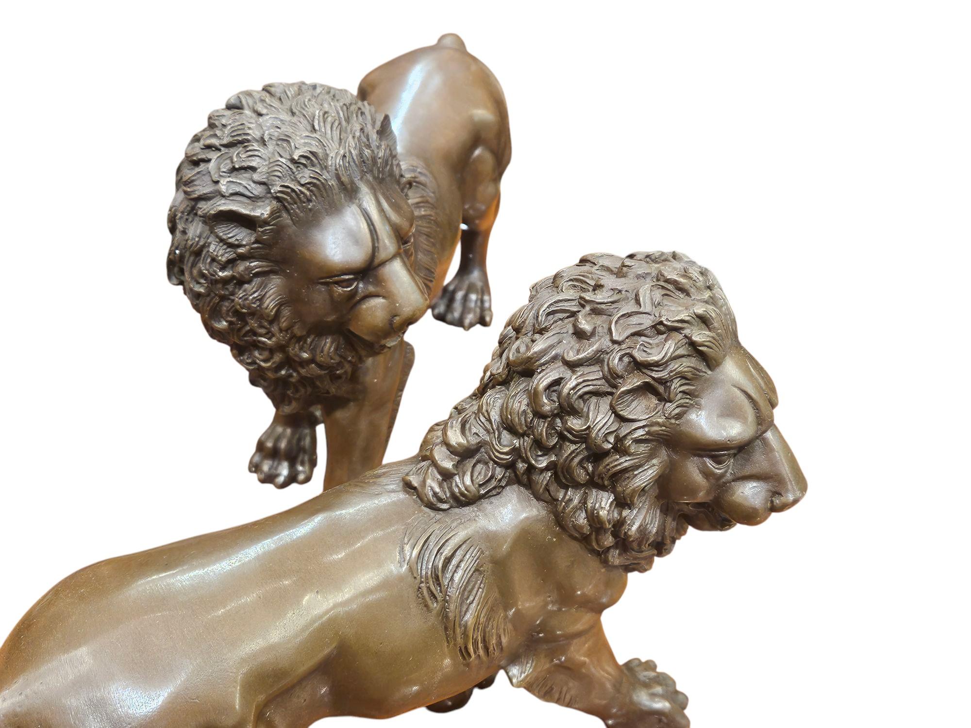  Preciosa pareja de leones de bronce de los Medici
Preciosa pátina y definición 
Siglo XX