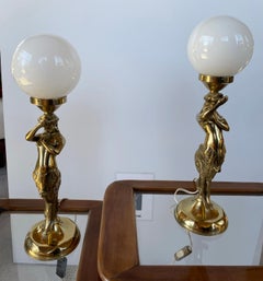 Pair of bronze mermaid lamps - 1920