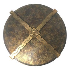 Pair of Bronze & Mica Flush-Mounted Light Fixtures, Sold Individually