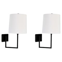 Pair of Bronze Minimalist Swivel Wall Sconces with Shaded