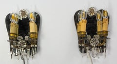 Ein Paar Bronze- und Spiegel-Doppelkondensatoren im Louis XV-Stil um 1960