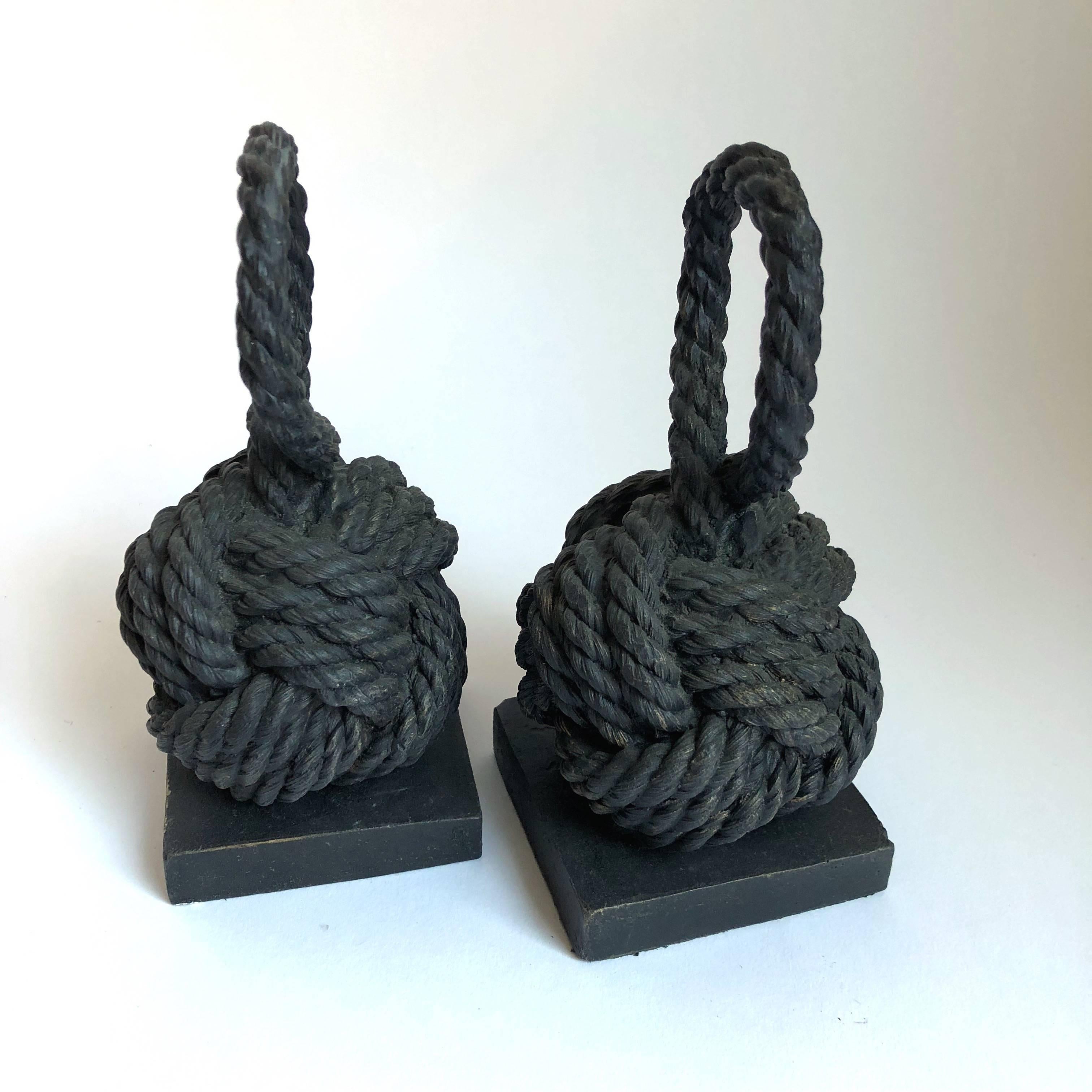Pair of Bronze Monkey Fist Knot Bookends 1