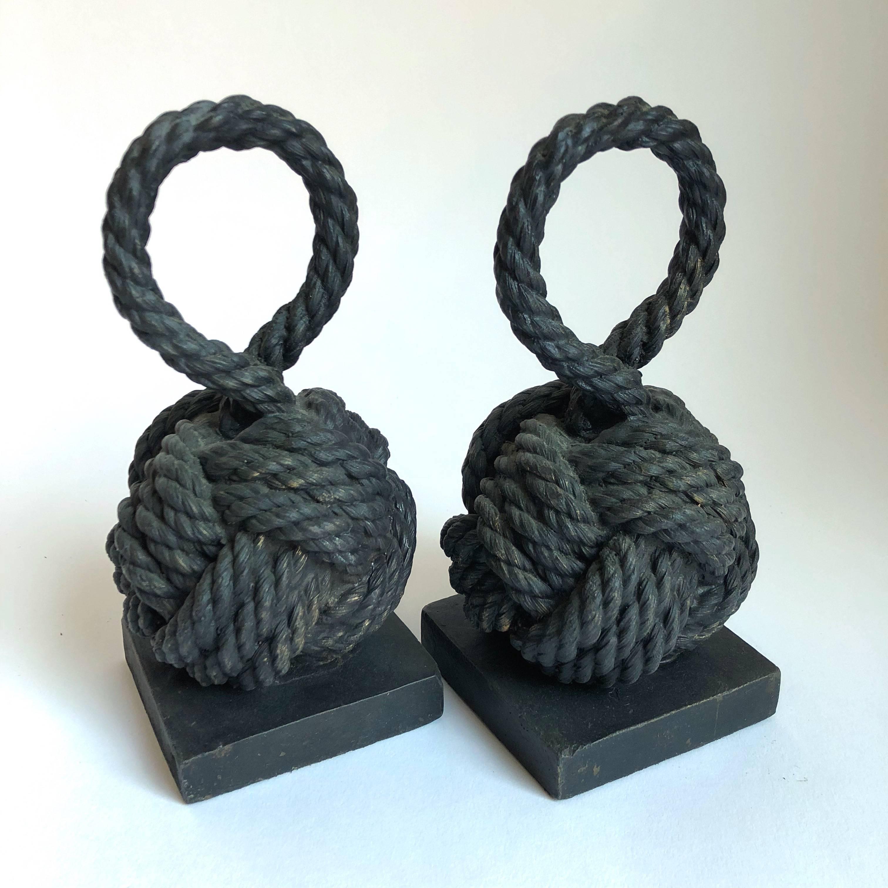 Pair of Bronze Monkey Fist Knot Bookends 3