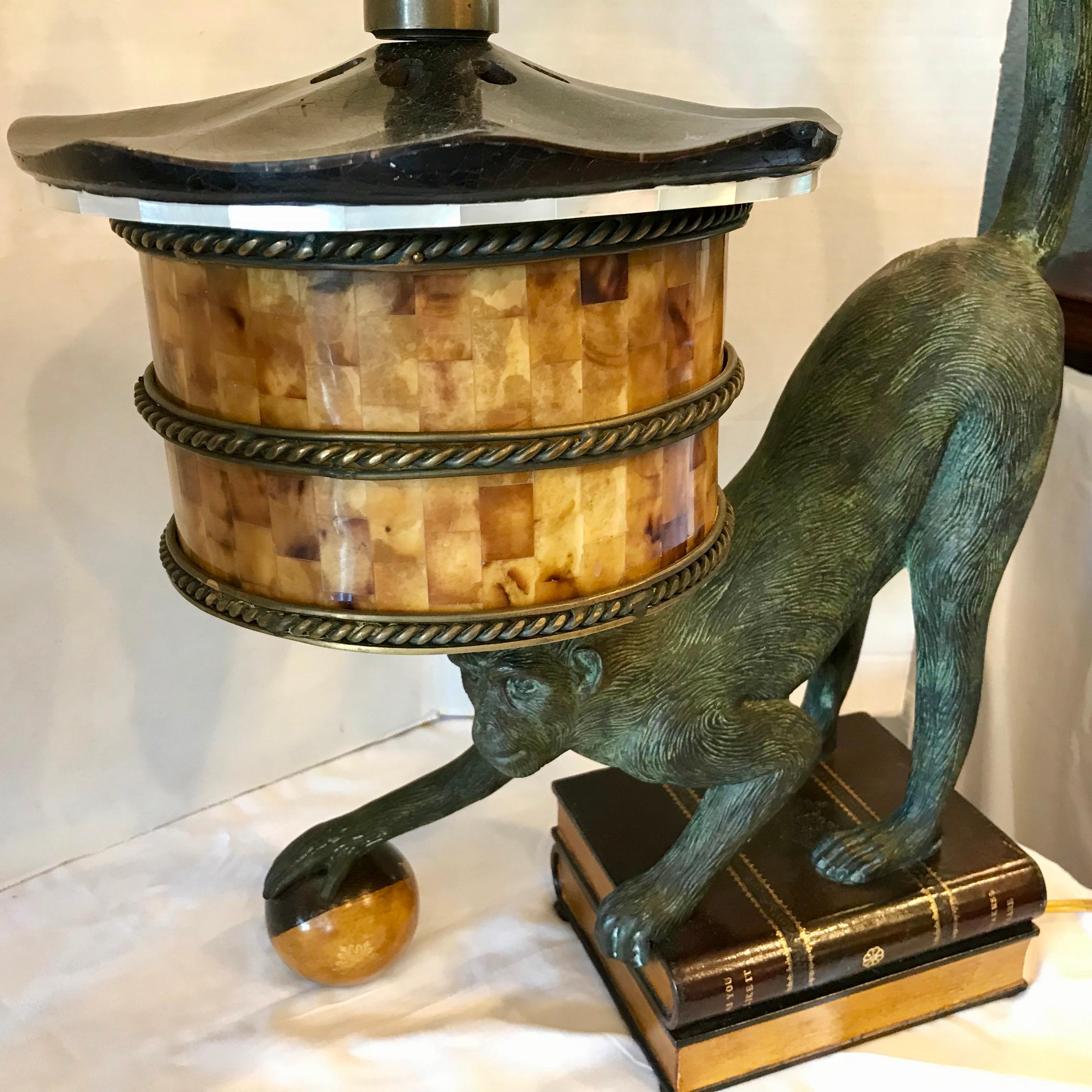 Pair of Bronze Monkey Motif Lamps by Maitland Smith 2