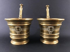 Pair of Bronze Mortar with Mascarons