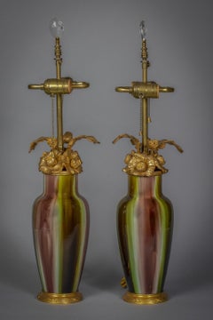 Pair of Bronze Mounted Chinese Style Porcelain Lamps, French, circa 1900