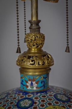 Pair of Bronze Mounted Cloisonné Chinoiserie Lamps, French, circa 1880