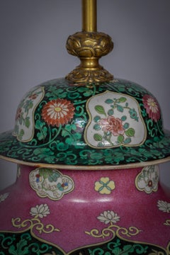 Pair of Bronze Mounted French Porcelain Covered Vases as Lamps, circa 1900