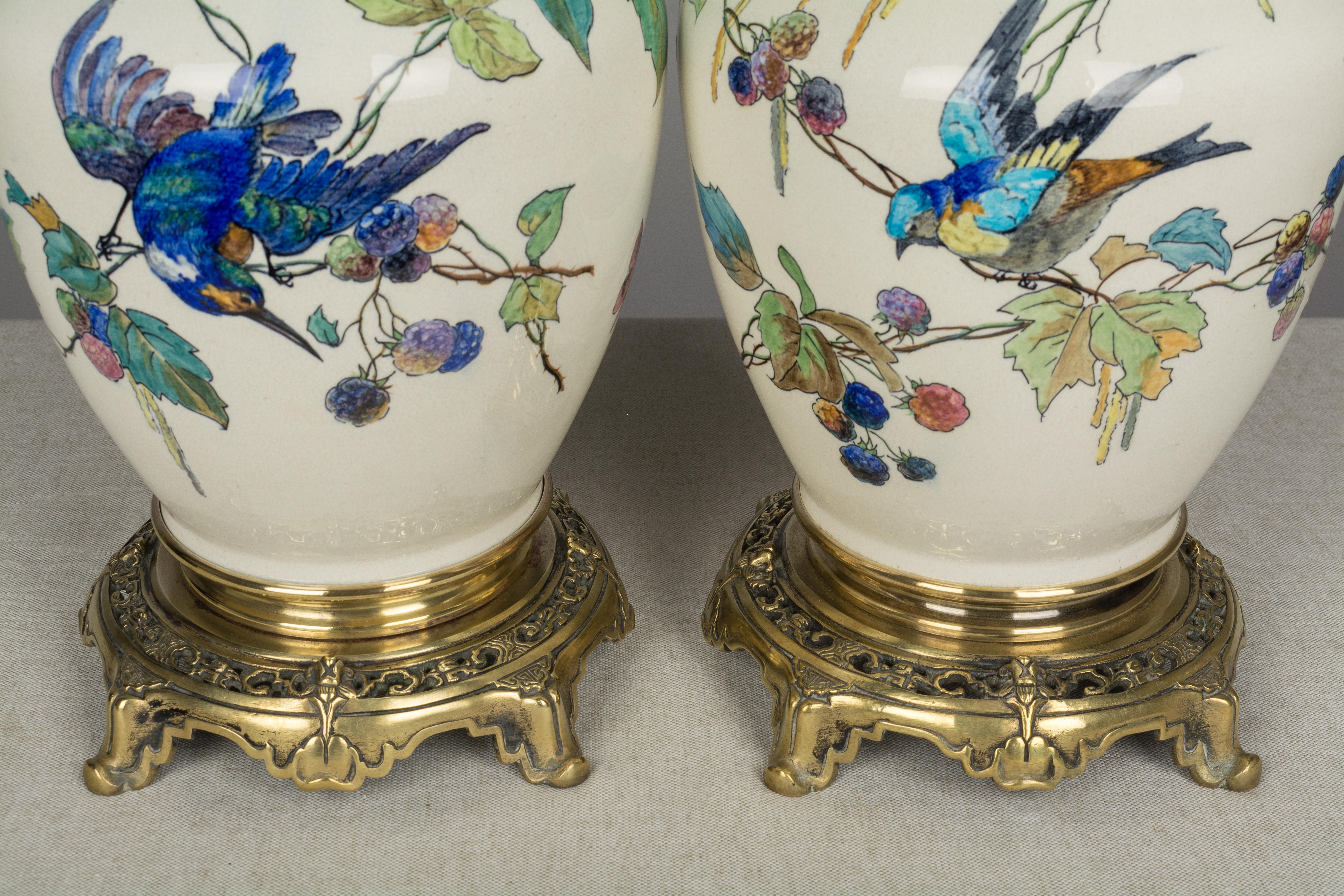Pair of Bronze-Mounted Sevres Ceramic Lamps in the Manner of Theodore Deck 4