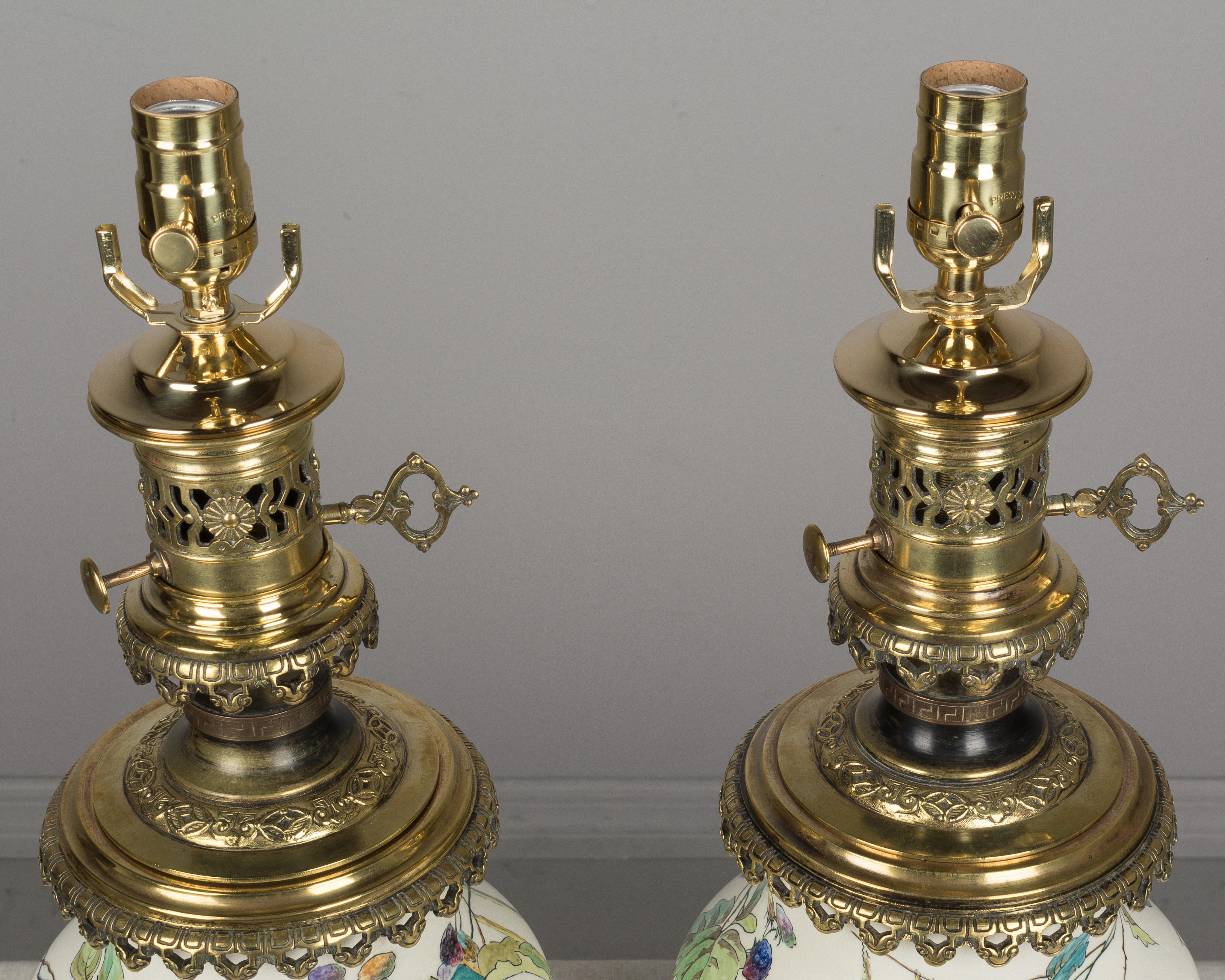 Pair of Bronze-Mounted Sevres Ceramic Lamps in the Manner of Theodore Deck 2