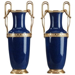 Pair of Bronze-Mounted Sèvres Porcelain Vases