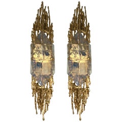 Pair of Bronze Murano Glass Sconces by Claude Victor Boeltz, France, 1970s