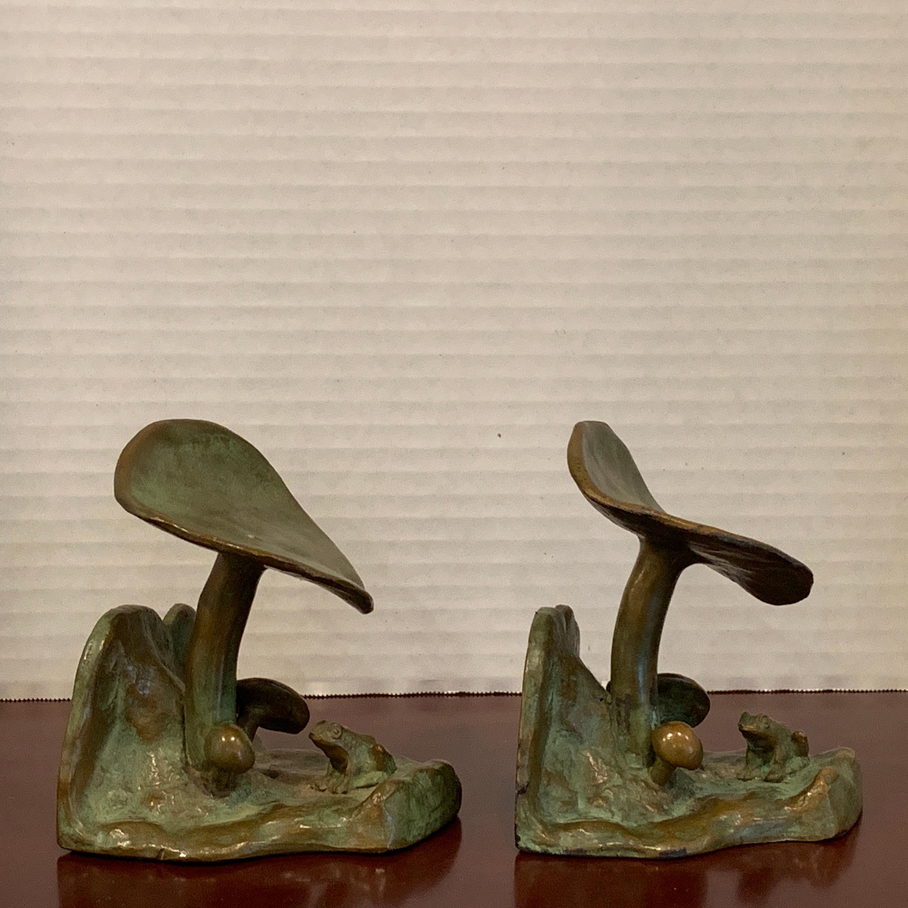 brass frog bookends