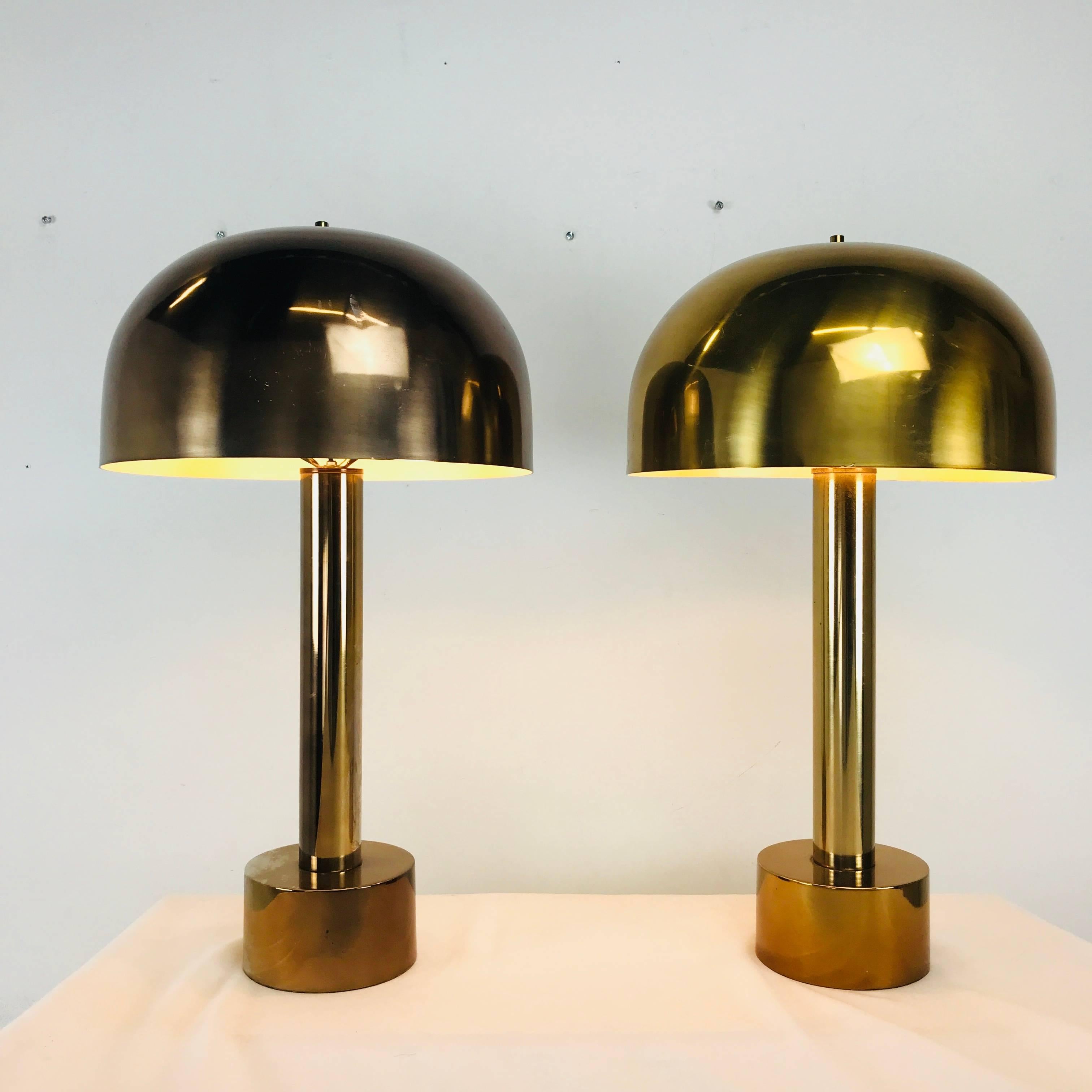 Plated Pair of Bronze Mushroom Lamps in the Style of Laurel