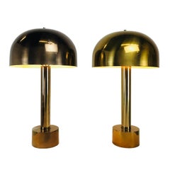 Vintage Pair of Bronze Mushroom Lamps in the Style of Laurel