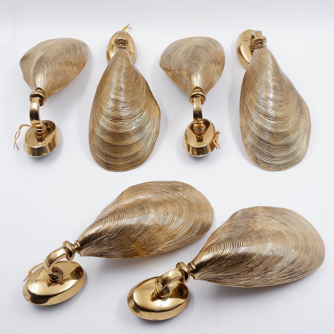 Coppia di lampade a conchiglia in bronzo della Maison Jansen - anni '70 (2 coppie disponibili) in vendita 5