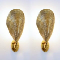 Pair of Bronze Mussel Shell by Maison Jansen Sconces - 1970s (2 pairs available)
