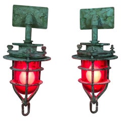 Pair Of Bronze Nautical Marine Scones