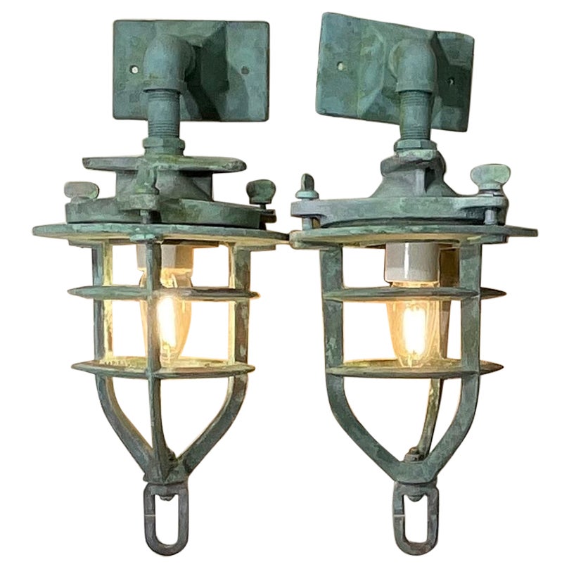 Pareja De Apliques De Pared Náuticos De Bronce, O Luces De Convoy