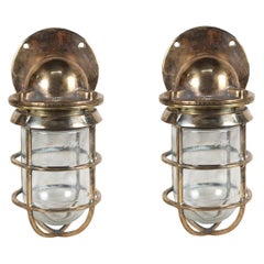 Pair of Bronze Nautical Ship's Passageway Sconce Lights, American, 1970s