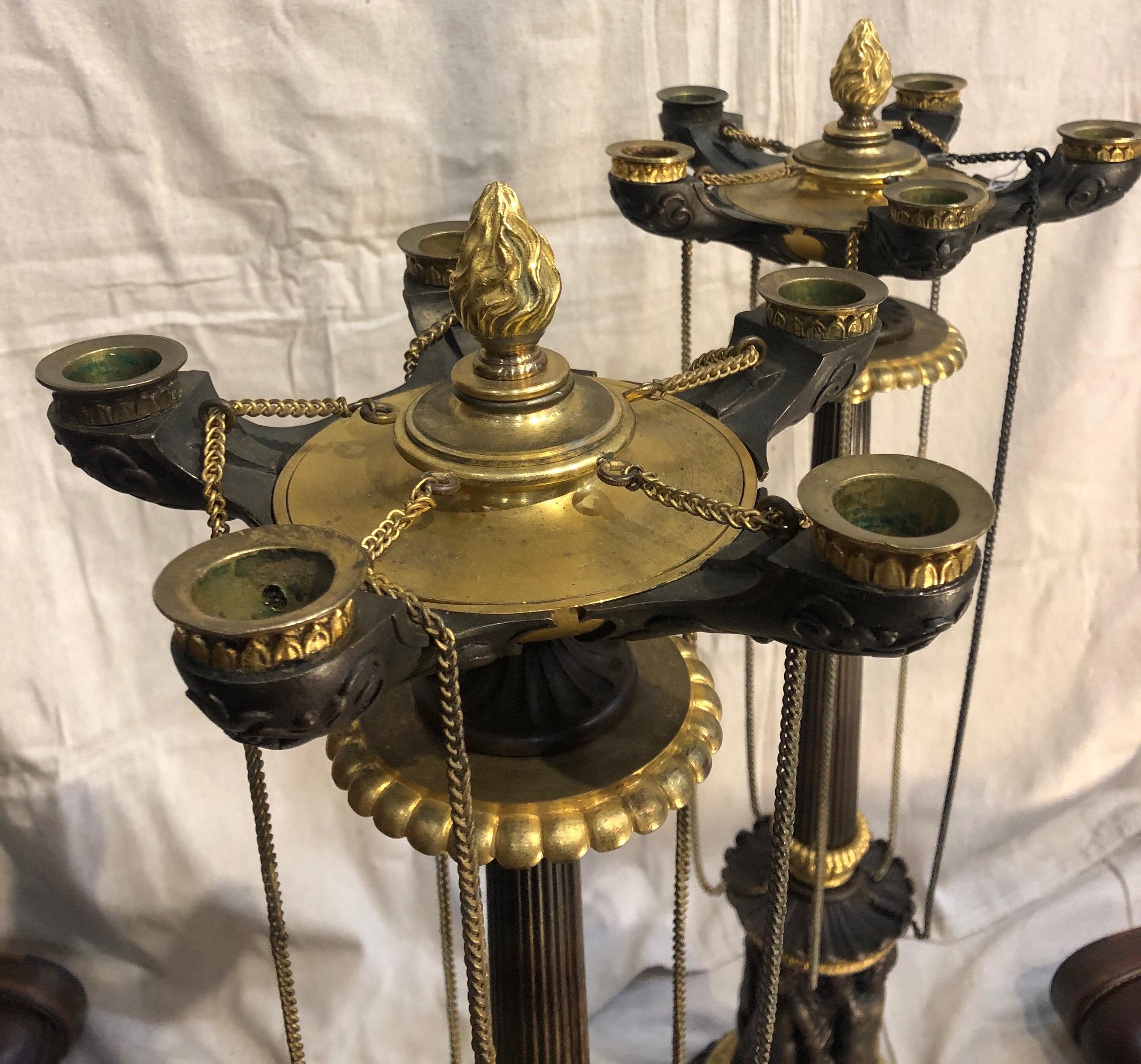 Pair of Bronze Neoclassical Candelabras 1