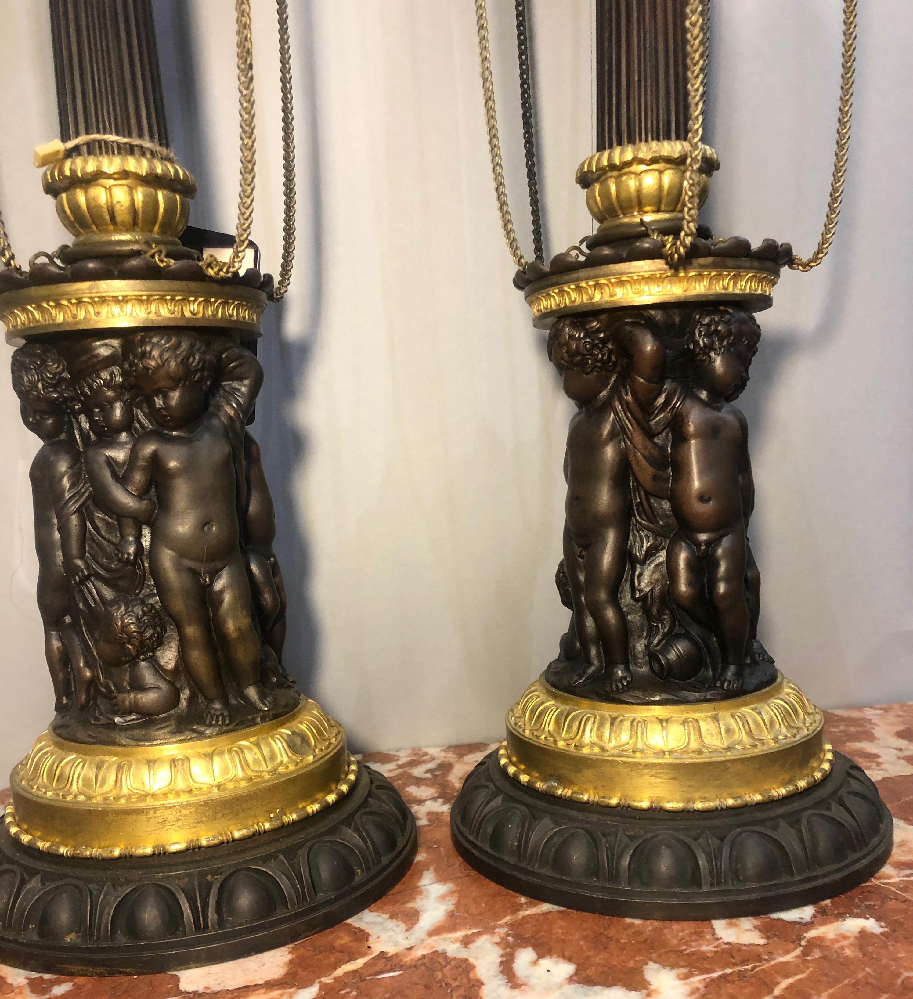 Pair of Bronze Neoclassical Candelabras 5