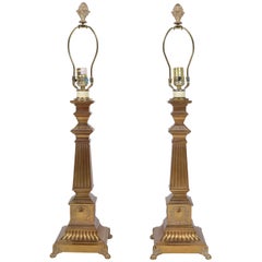 Pair of Bronze Obelisk Table Lamps