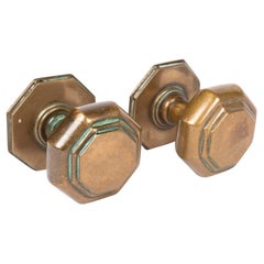 Antique Pair of bronze octagonal door centre pulls