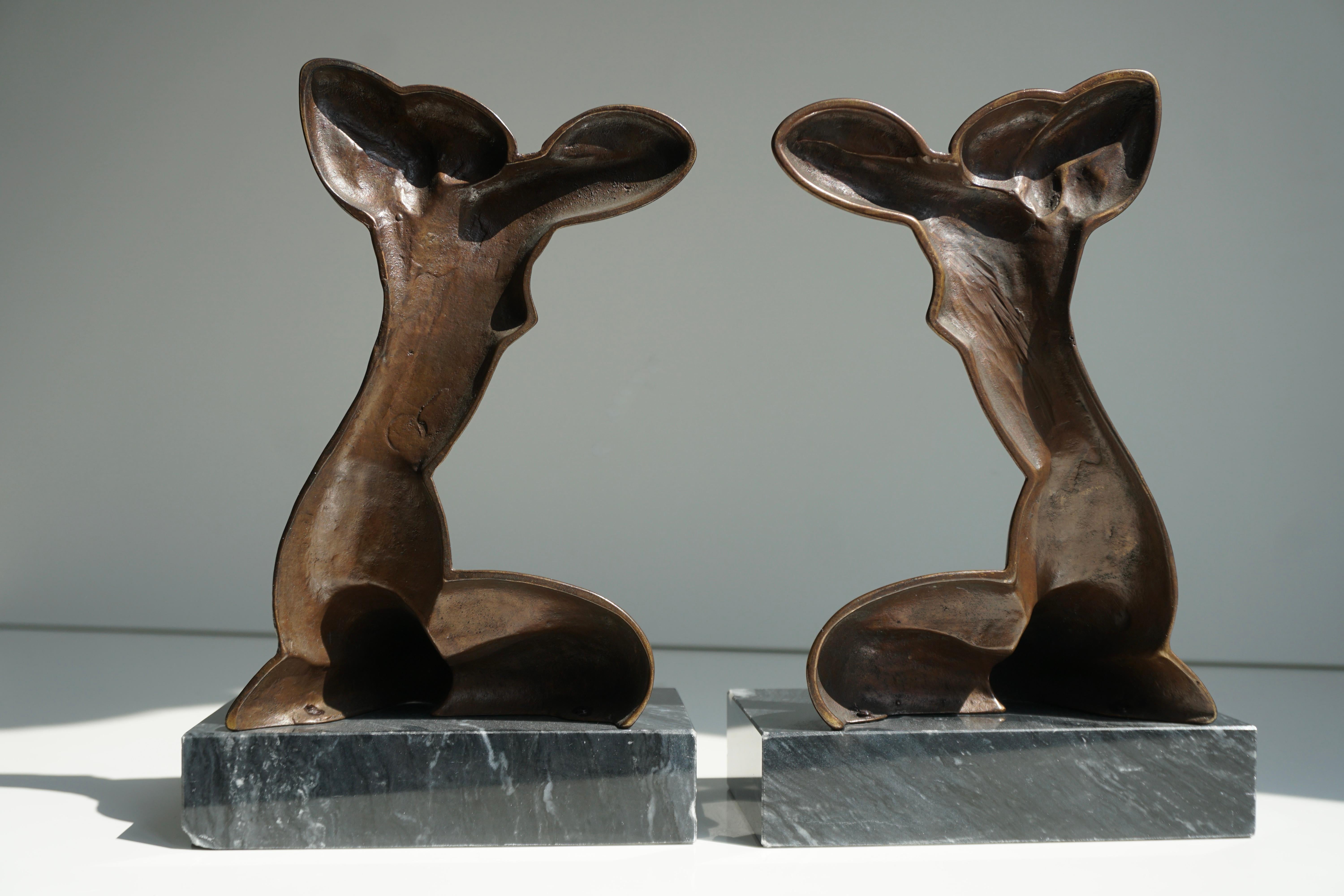 Pair of Bronze on Marble Female Figure Bookends For Sale 8