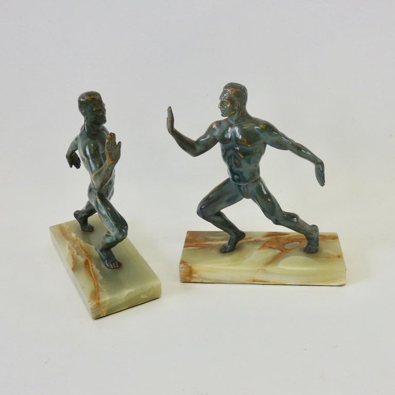 Pair of Bronze on Marble Greek Olympian Male Figure Bookends For Sale ...
