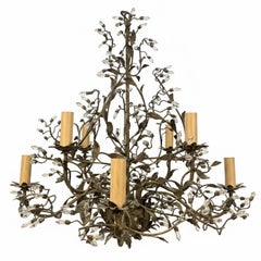 Pair Of Bronze Painted Naturalistic Leaf Chandeliers