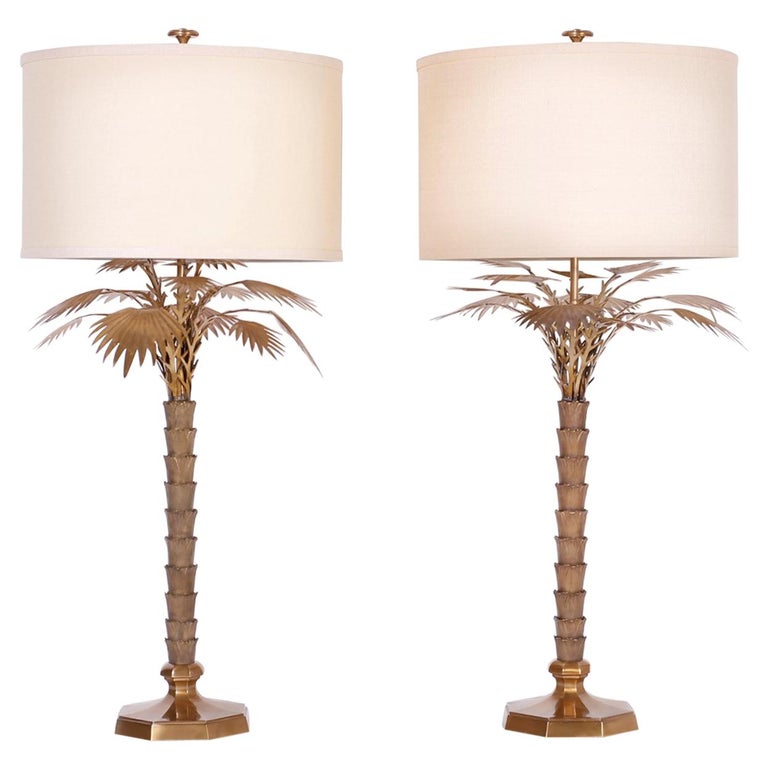 Pair of Bronze Palm Tree Table Lamps at 1stDibs
