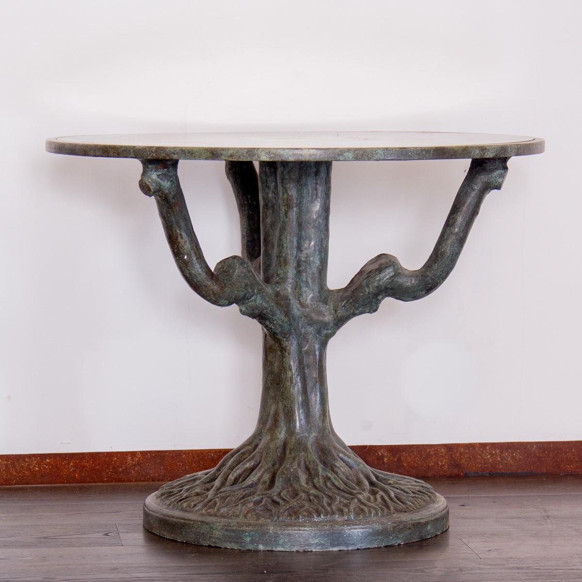 American Pair of Tables on Sculpted Tree Trunk Bases circa 1960s