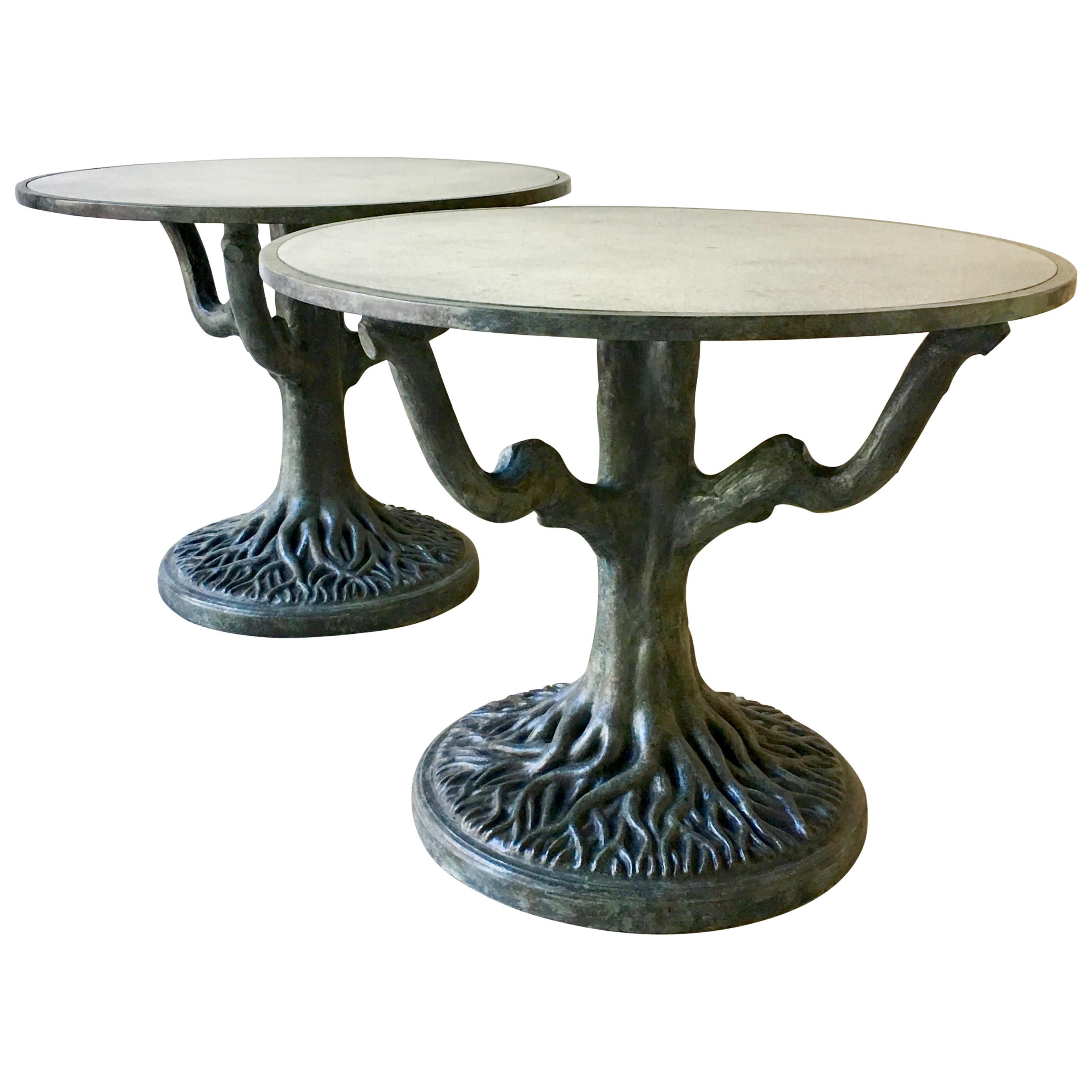 Pair of Tables on Sculpted Tree Trunk Bases circa 1960s
