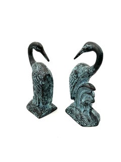 pair of Bronze Patinated Egret Birds Bookends